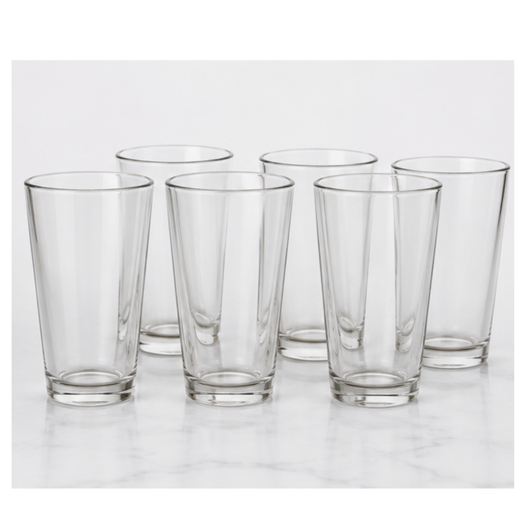 SET DE 6 VASOS DE VIDRIO MULTIUSOS DE 385 ML - 1