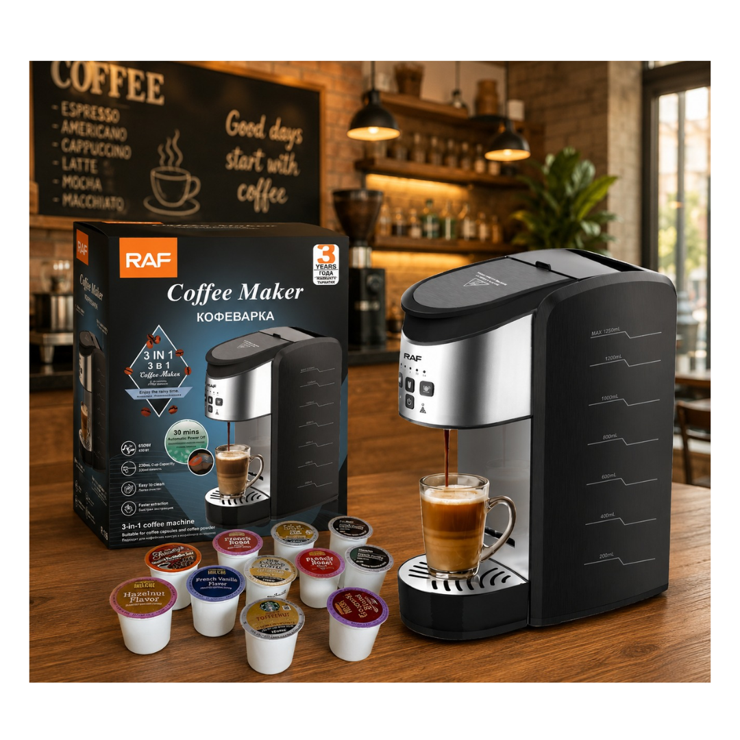 CAFETERA DE CAPSULAS ELÉCTRICA AUTOMÁTICA 3 EN 1 - 1