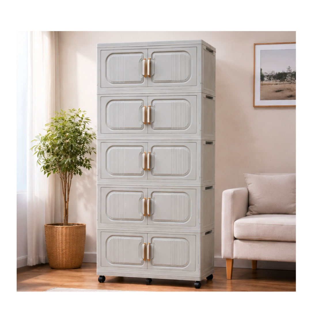 ROPERO ORGANIZADOR MULTIUSOS PLEGABLE DE 5 NIVELES CON RUEDAS - 1