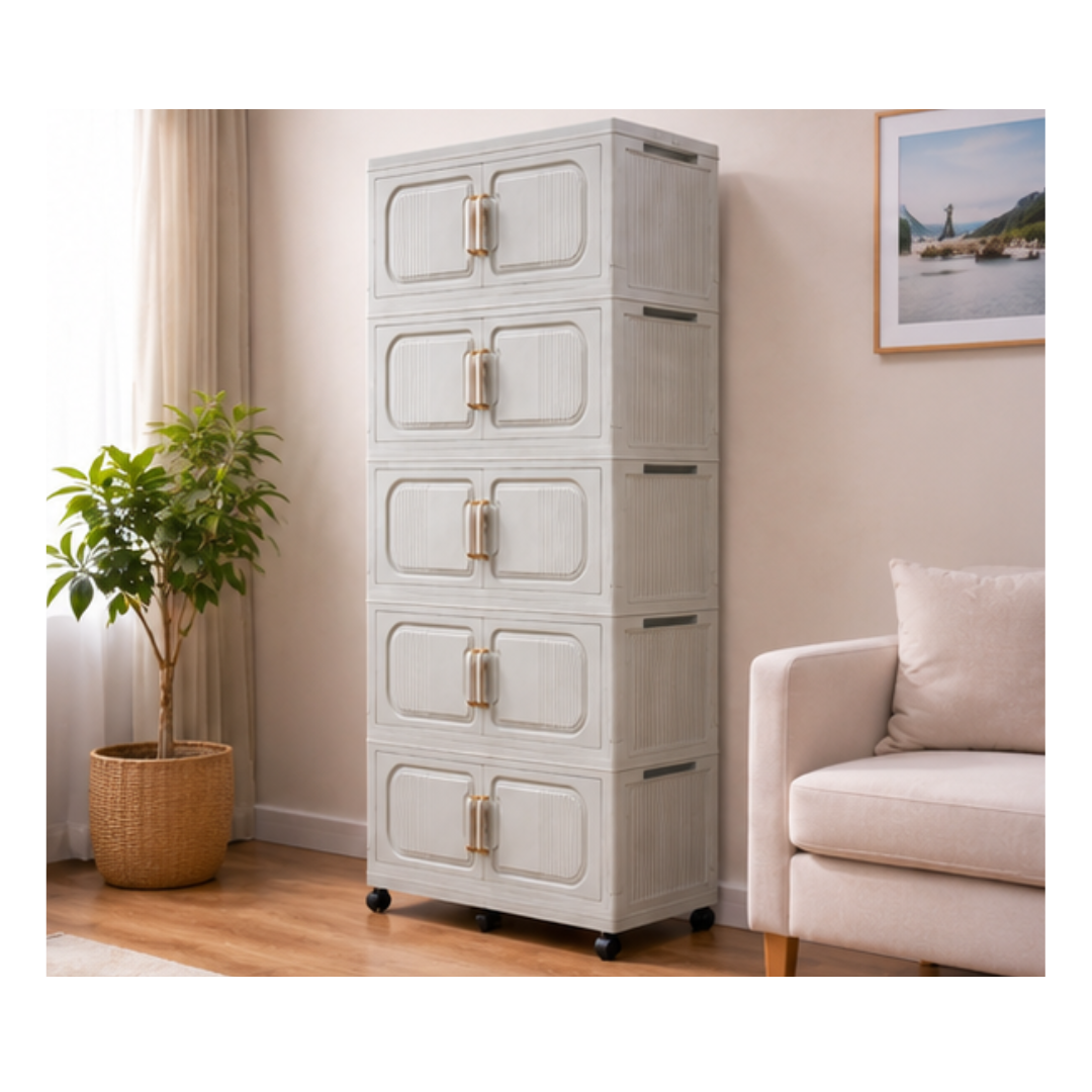 ROPERO ORGANIZADOR MULTIUSOS PLEGABLE DE 5 NIVELES CON RUEDAS - 2