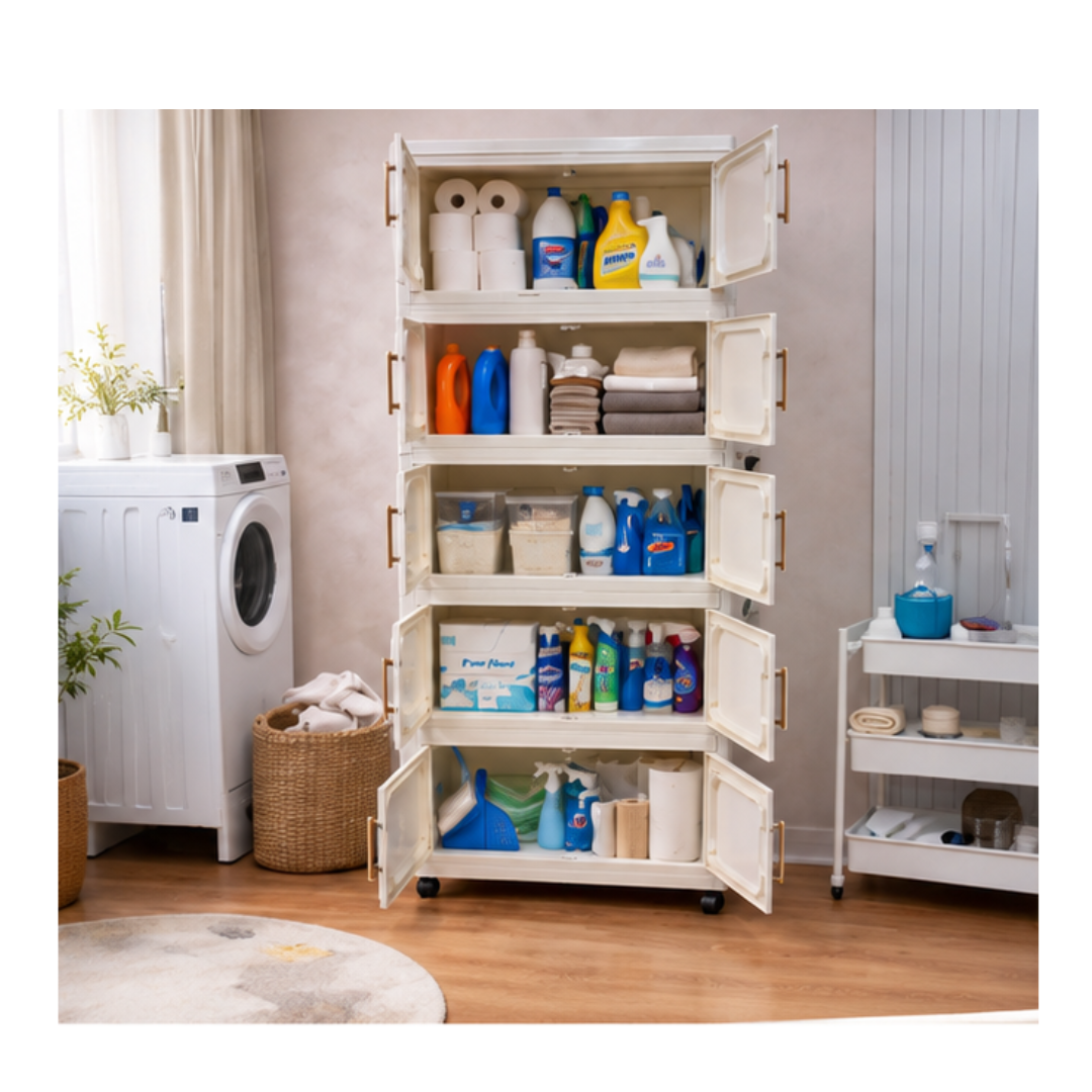 ROPERO ORGANIZADOR MULTIUSOS PLEGABLE DE 5 NIVELES CON RUEDAS - 3