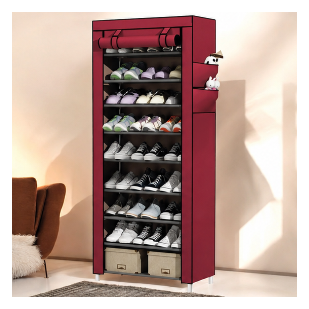 ZAPATERO ORGANIZADOR DE MÚLTIPLES NIVELES CON CUBIERTA DE TELA - 1