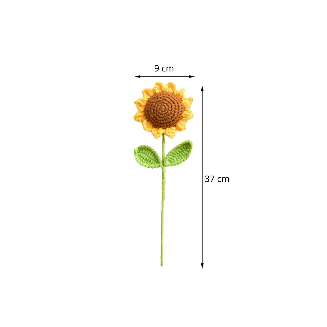 PACK DE 3 GIRASOLES ETERNOS DE LANA TEJIDA - 2