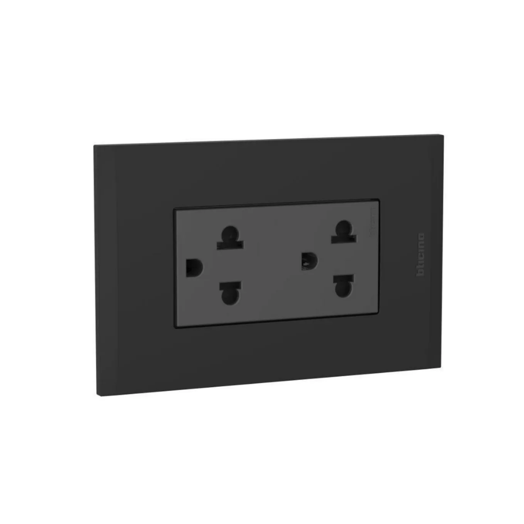 PACK DE 10 TOMA CORRIENTES DOBLE GRIS OSCURO - 4