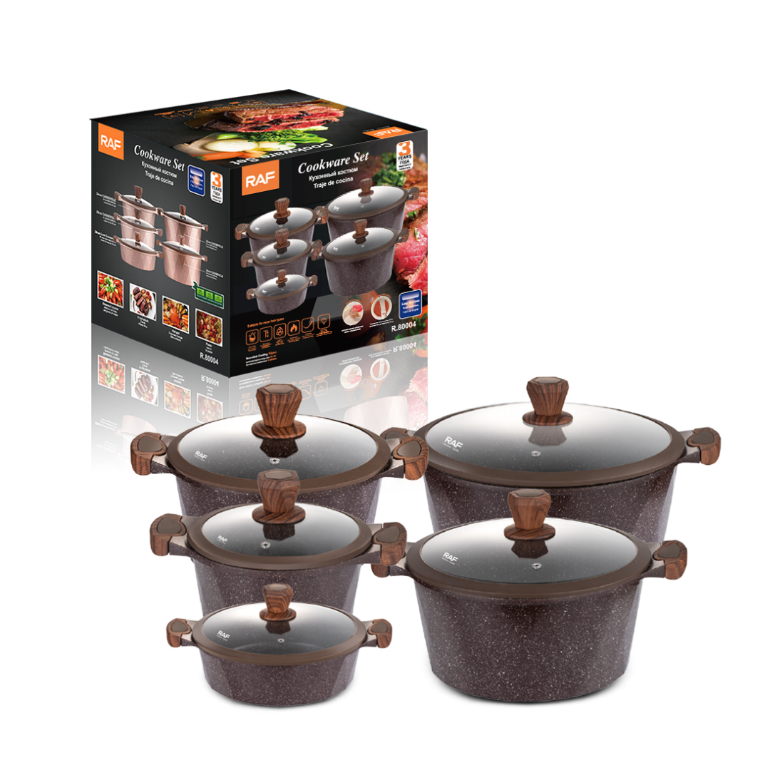 SET DE OLLAS ANTIADHERENTES DE 5 PIEZAS CON TAPAS DE VIDRIO - 2
