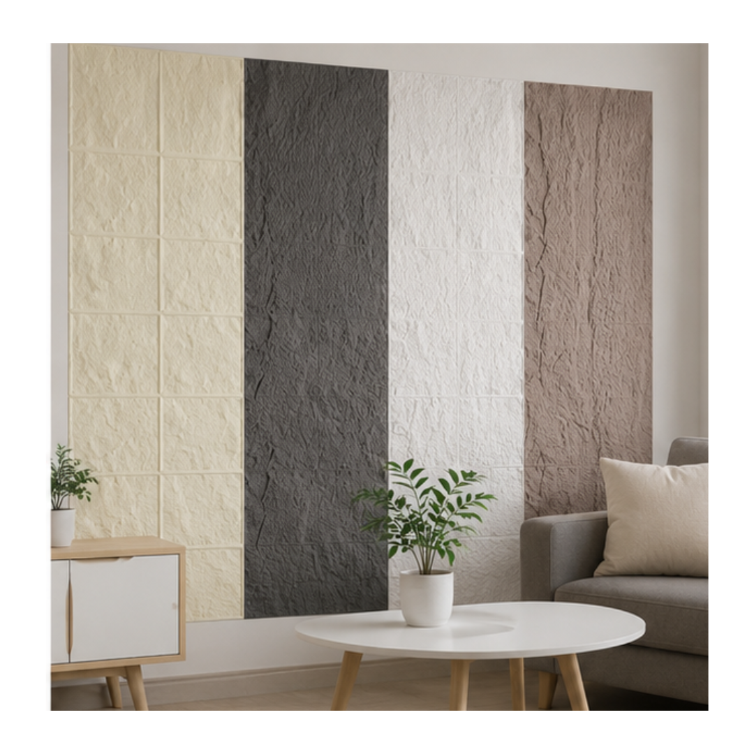 PANEL DE PARED CON DISEÑO DE PIEDRA TEXTURIZADA - 1