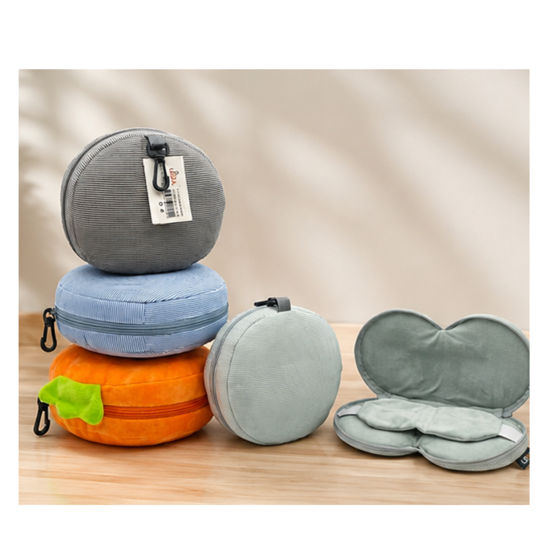 KIT DE VIAJE CON ALMOHADA DE CUELLO Y ANTIFAZ PARA OJOS - 1