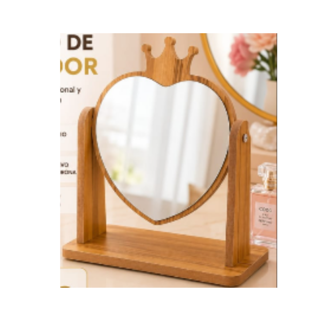 ESPEJO DE TOCADOR EN FORMA DE CORAZON Y CORONA - 1