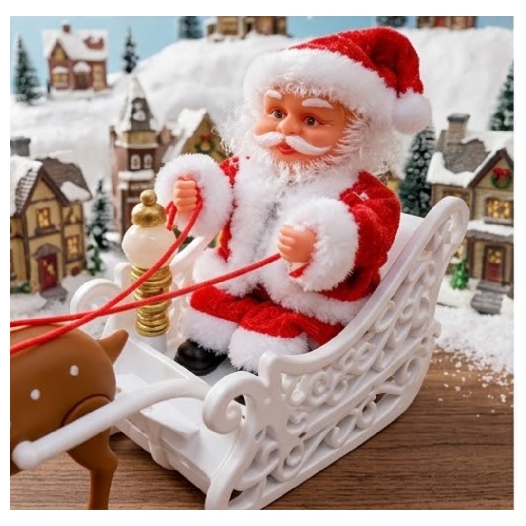 MUÑECO NAVIDEÑO DE PAPÁ NOEL CON TRINEO Y RENO - 2