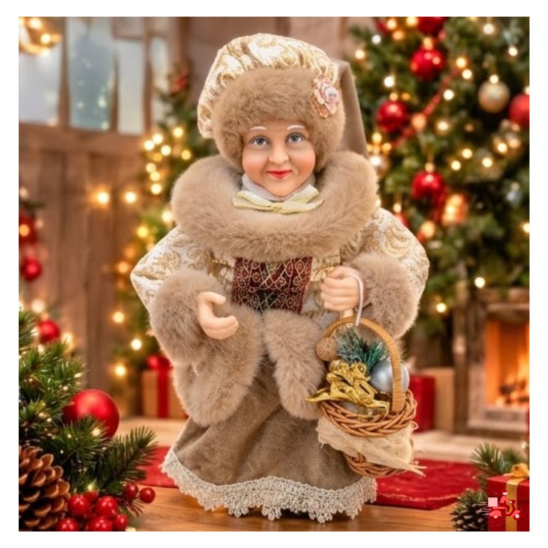 MUÑECA DECORATIVA DE MAMÁ NOELA CON CANASTA - 1