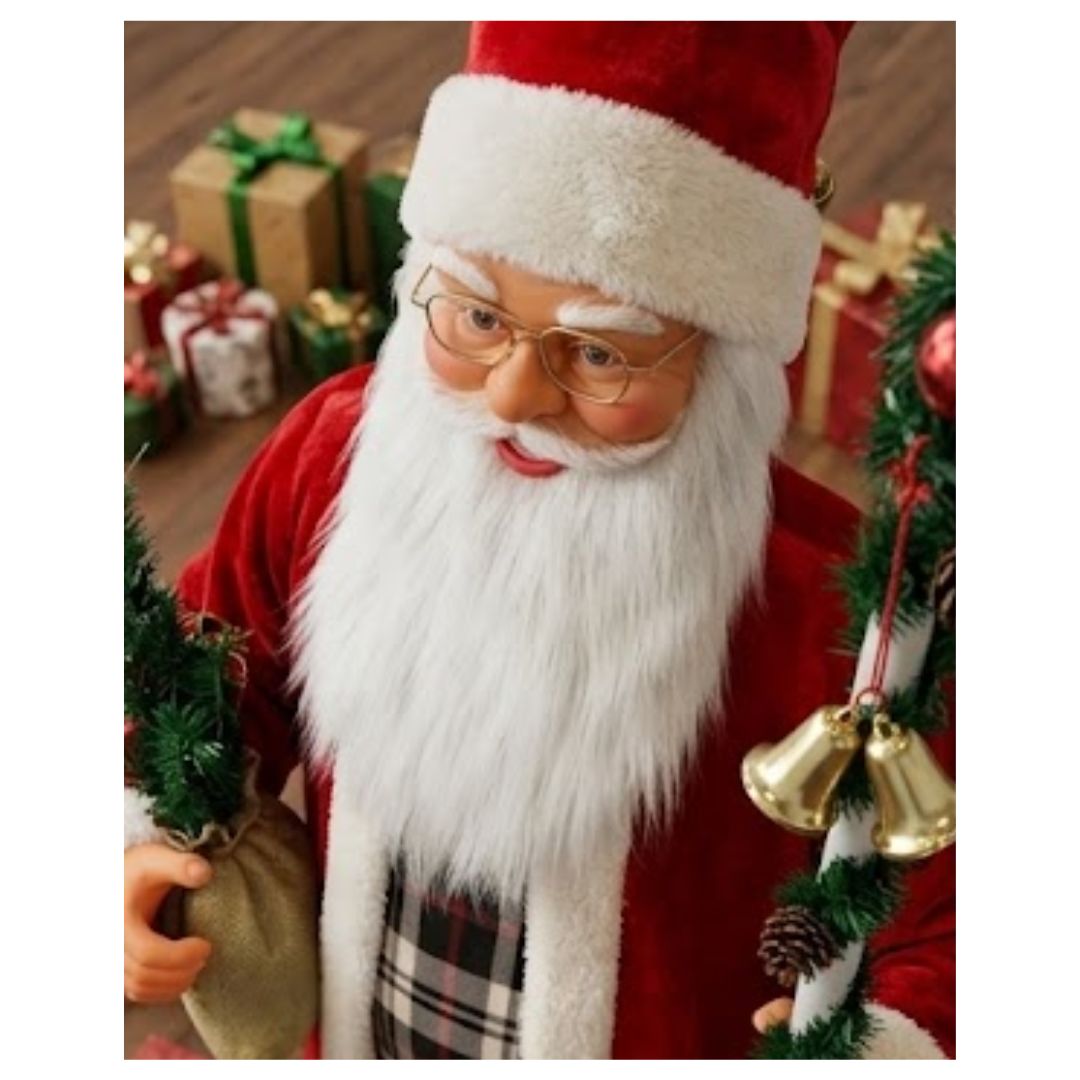 MUÑECO PAPÁ NOEL CON BASTÓN DE CAMPANAS Y SACO DE REGALOS - 2