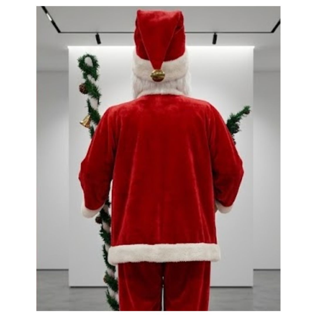 MUÑECO PAPÁ NOEL CON BASTÓN DE CAMPANAS Y SACO DE REGALOS - 3