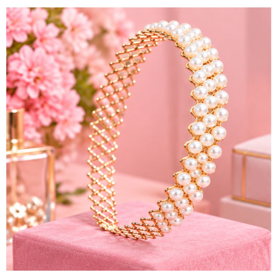 PACK DE 12 DE DIADEMA FLEXIBLE DE DOBLE FILA DE PERLAS - 1