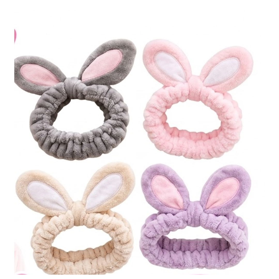 PACK DE 5 VINCHAS PARA EL CABELLO CON OREJAS DE CONEJO DE PELUCHE - 1