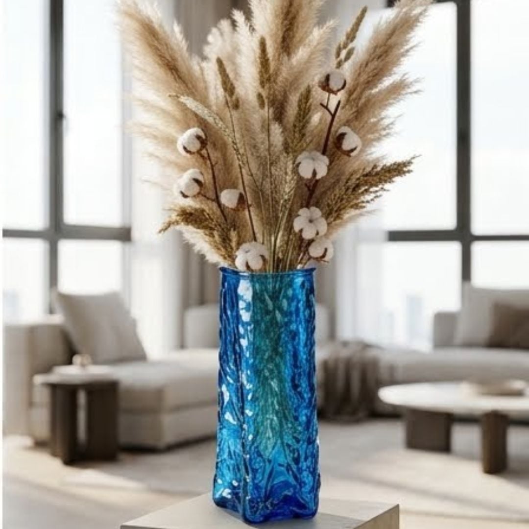 FLORERO CILÍNDRICO DE VIDRIO CON BASE ONDULADA - 2
