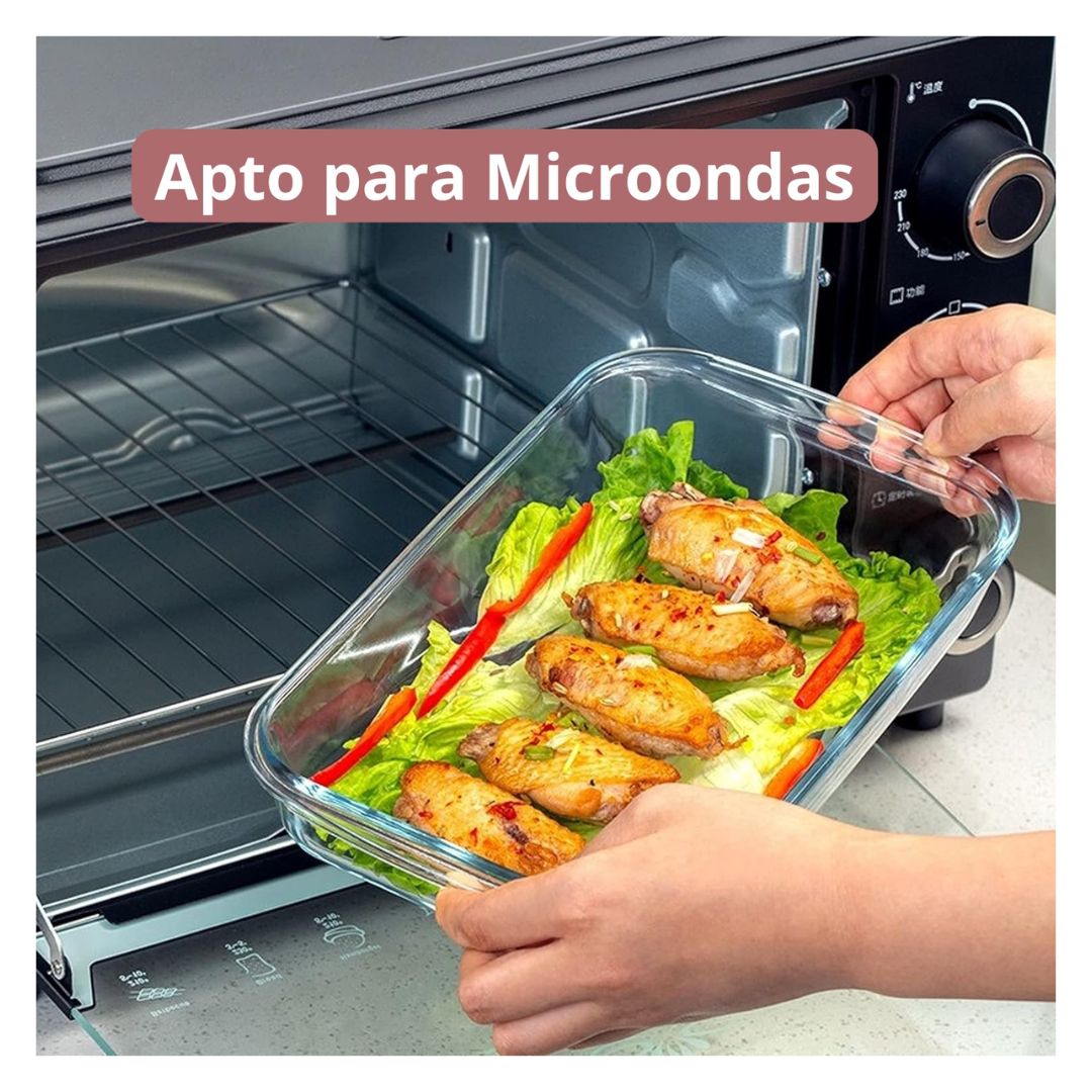 SET DE FUENTES DE VIDRIO RECTANGULARES PARA HORNO - 2