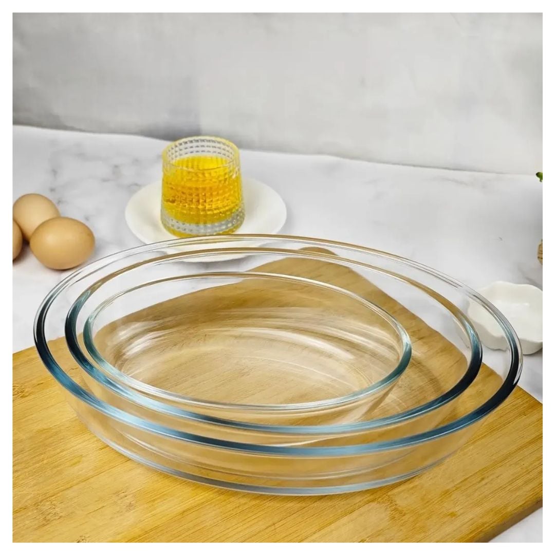 SET DE FUENTES DE VIDRIO OVALADO PARA HORNO - 2