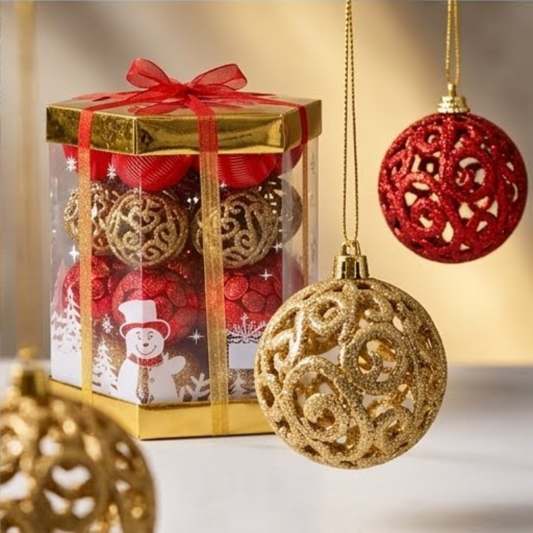 ESFERAS NAVIDEÑAS ROJAS Y DORADAS - 2