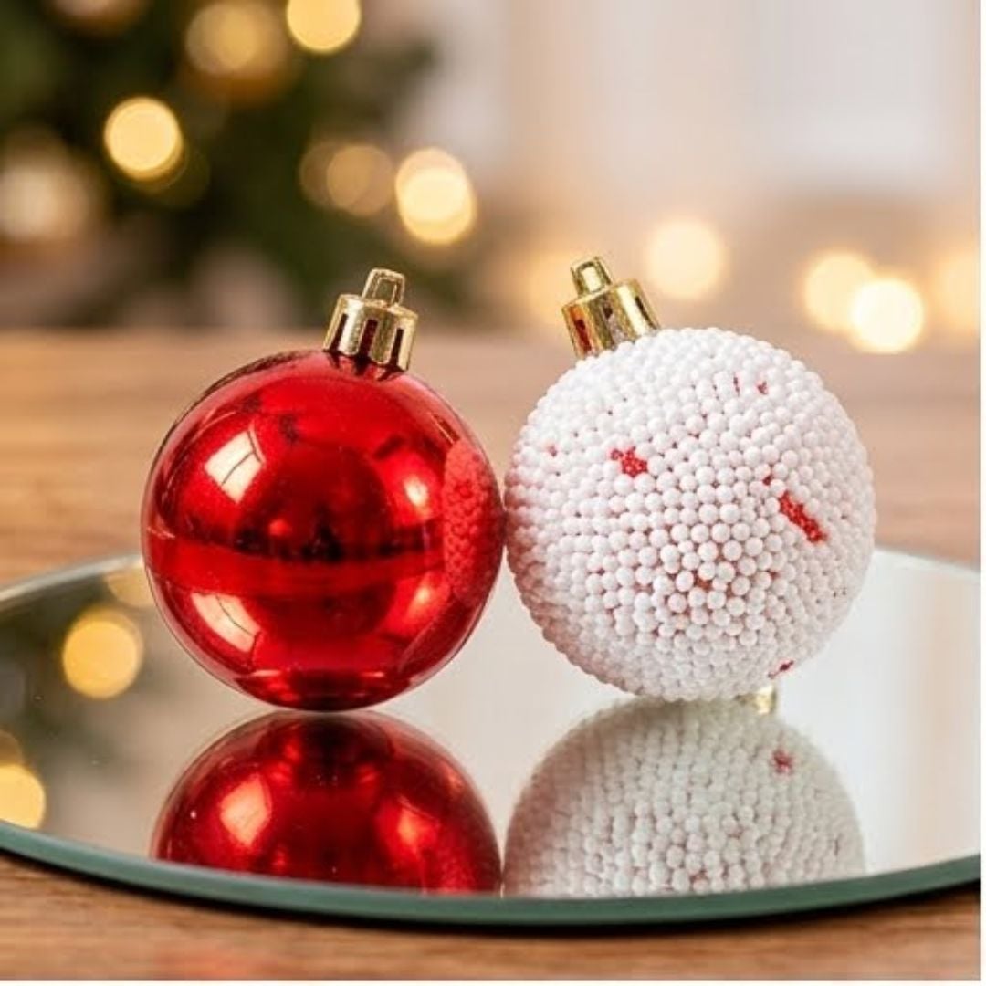ESFERAS NAVIDEÑAS ROJAS Y BLANCAS - 1