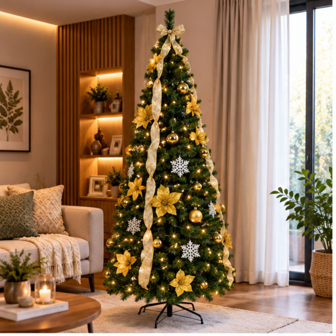 ÁRBOL DE NAVIDAD PLEGABLE DORADO - 1