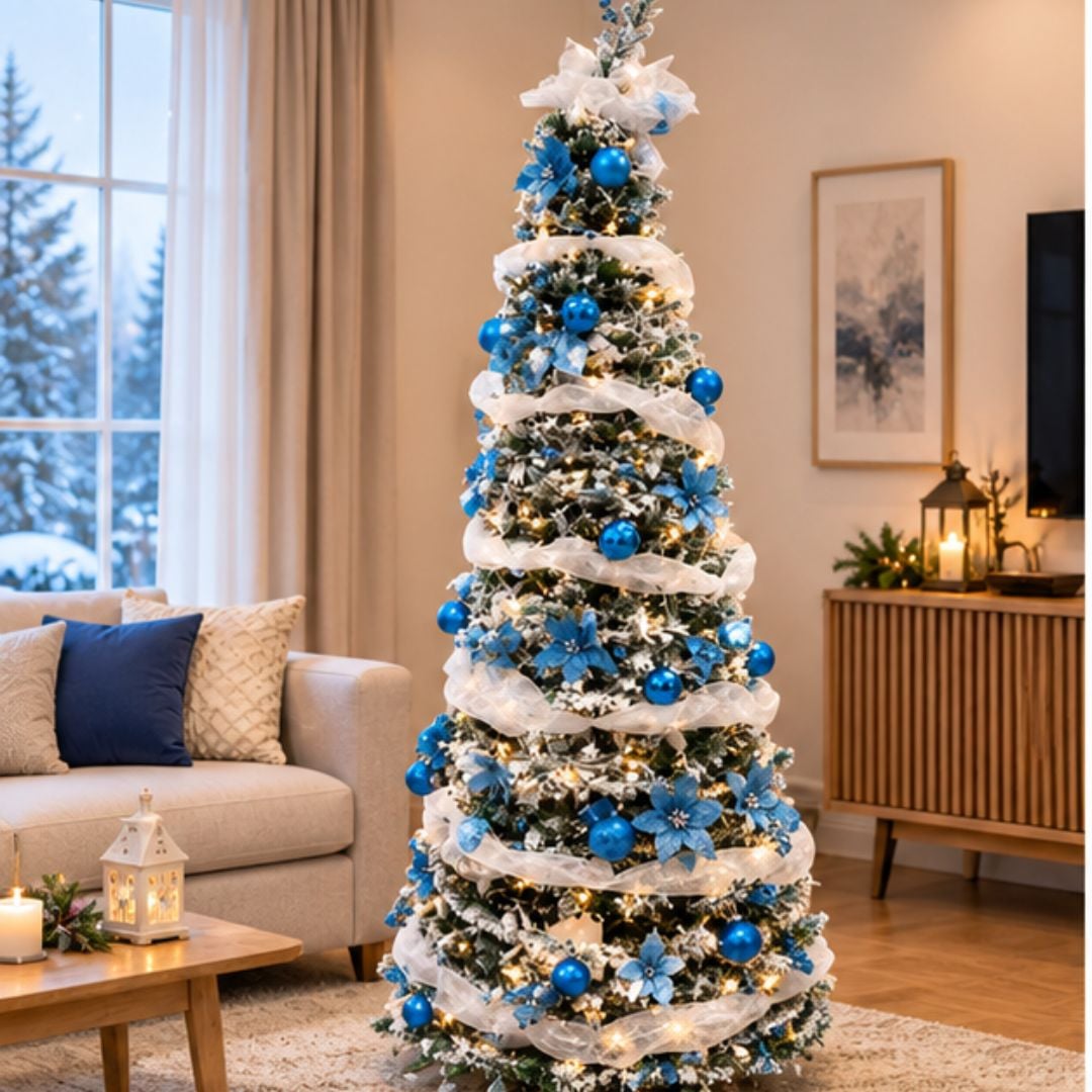 ÁRBOL DE NAVIDAD PLEGABLE AZUL - 1