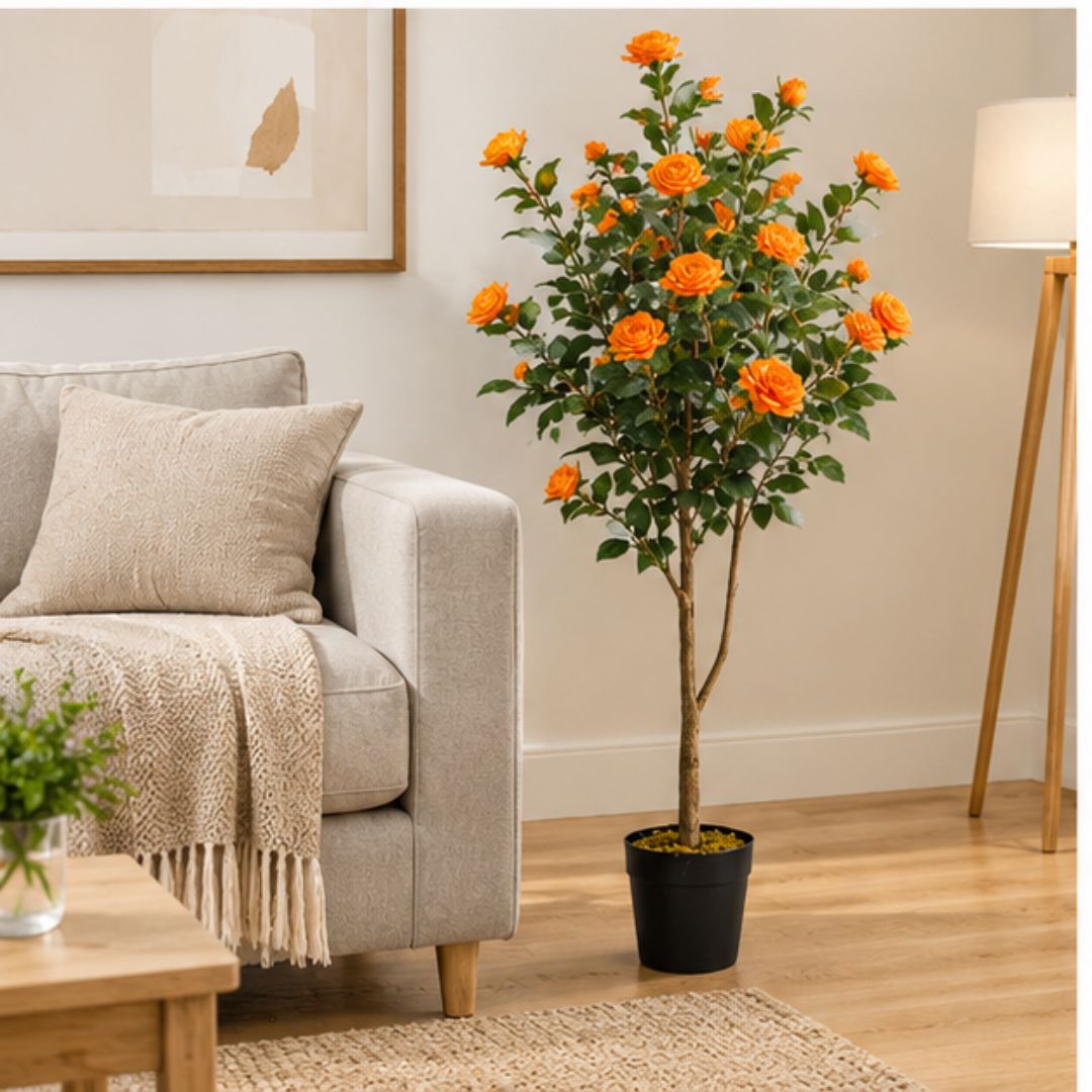 ÁRBOL ARTIFICIAL DECORATIVO DE ROSAS NARANJAS - 2