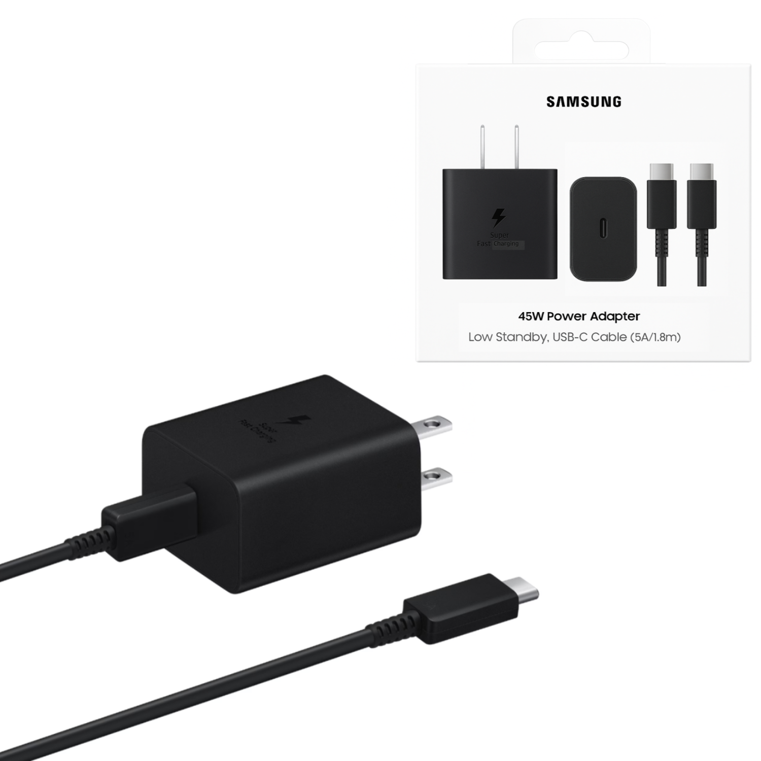 CARGADOR SAMSUNG 45W USB C CON CABLE SUPER RÁPIDA - 1