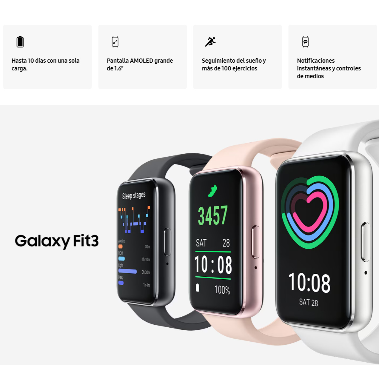 SMARTWATCH SAMSUNG GALAXY FIT3 AMOLED 1.6 BLUETOOTH NEGRO - 3