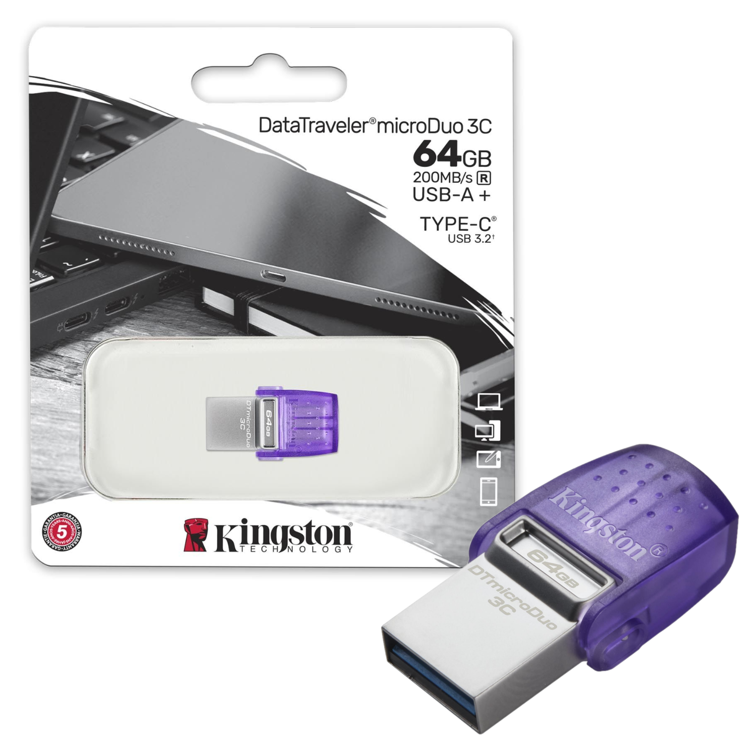 MEMORIA USB KINGSTON 64GB MICRO DUO DATATRAVELER - 1
