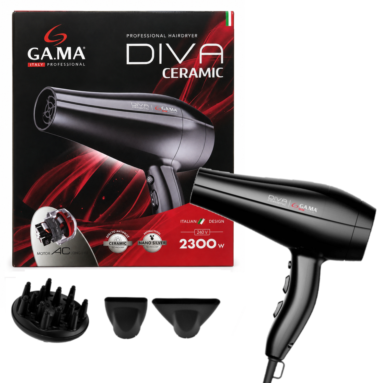 SECADORA DE CABELLO GAMA MOTOR PROFESIONAL 2300W - 1