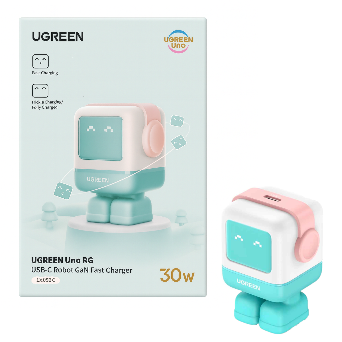CARGADOR PARA CELULAR UGREEN 30W USB-C ROBOT ROSA - 1