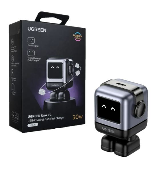 CARGADOR PARA CELULAR UGREEN 30W USB-C ROBOT NEGRO - 1