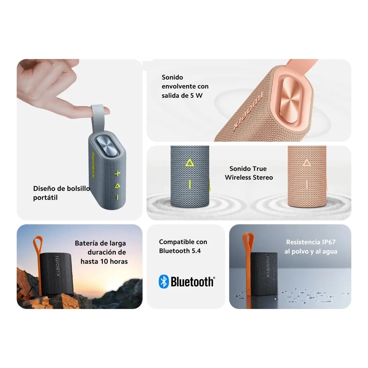 PARLANTE XIAOMI POCKET 5W BLUETOOTH PORTÁTIL GRIS - 4