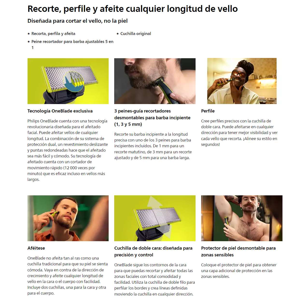 AFEITADORA PHILIPS ONE BLADE QP2824 BARBA Y CUERPO - 4