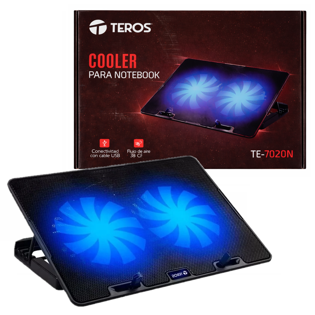 COOLER PARA LAPTOP TEROS 15 PULGADAS CON DOBLE VENTILADOR - 1