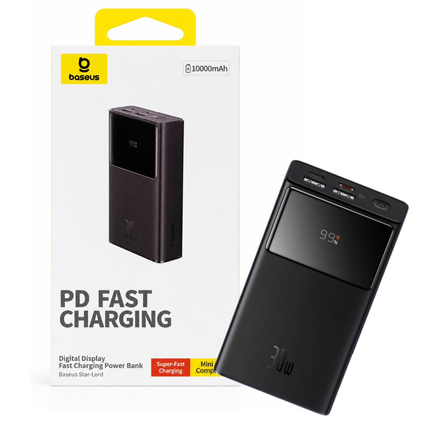 POWER BANK BASEUS 10000MAH 30W PANTALLA DIGITAL USB-C PD - 1
