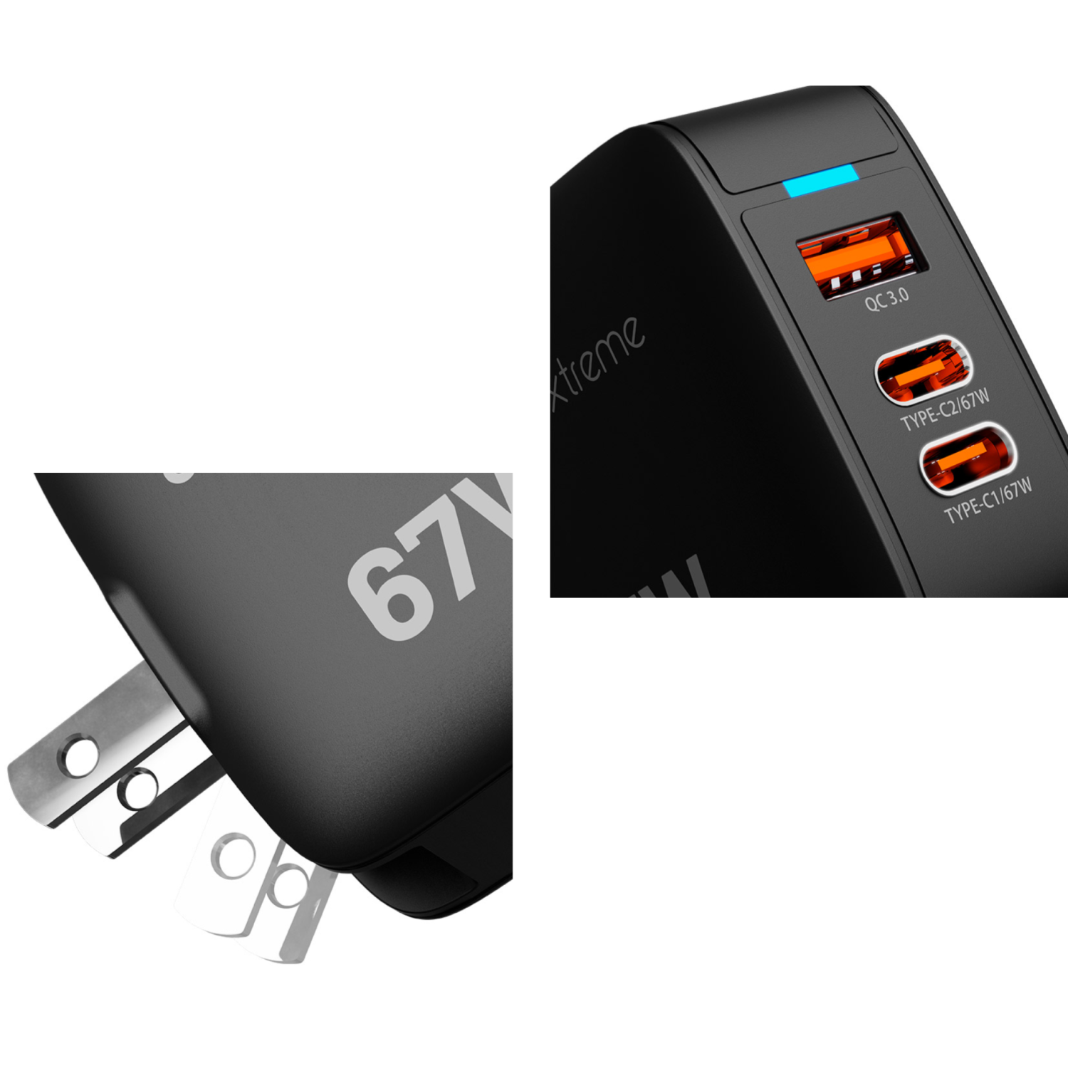 CARGADOR KLIP XTREME 67W 3 PUERTOS USB-C USB-A GAN - 4