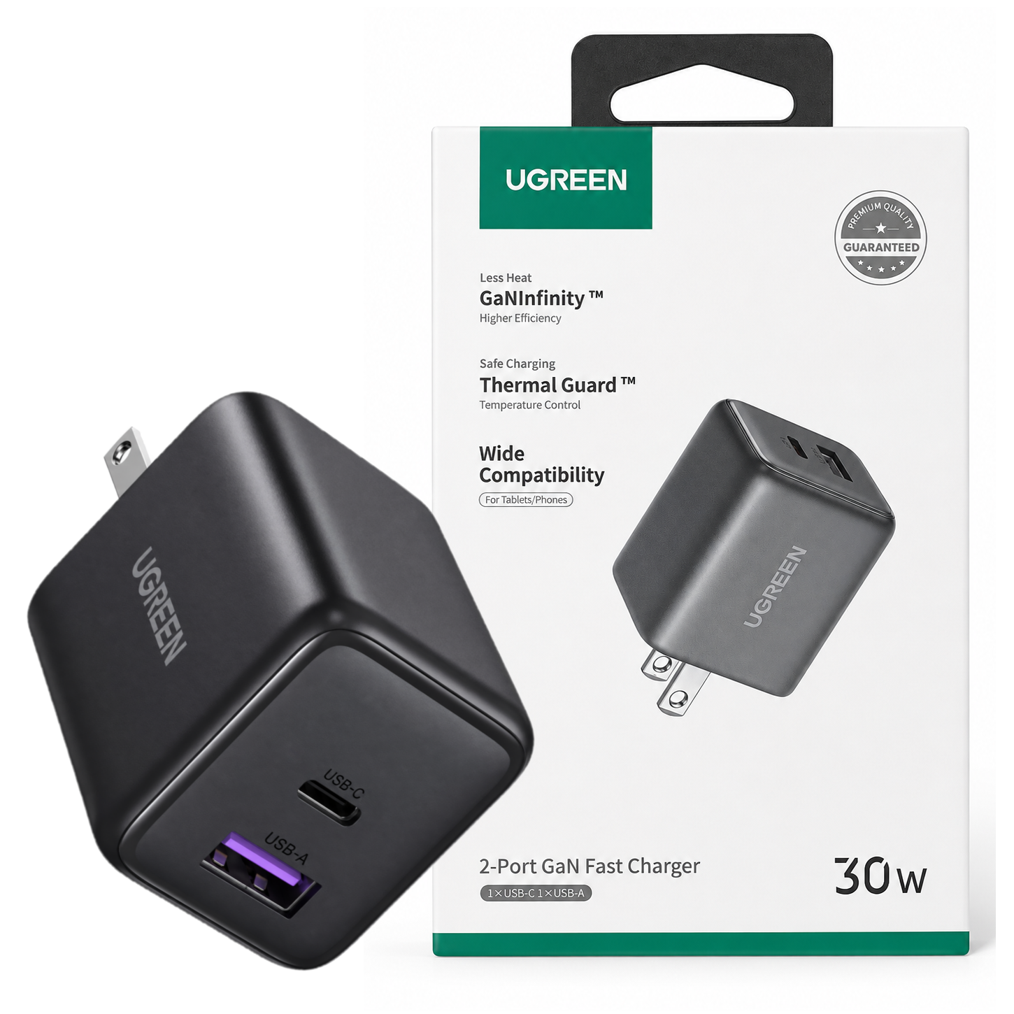 CARGADOR UGREEN 30W CARGA RÁPIDA GAN USB-C + USB-A - 1