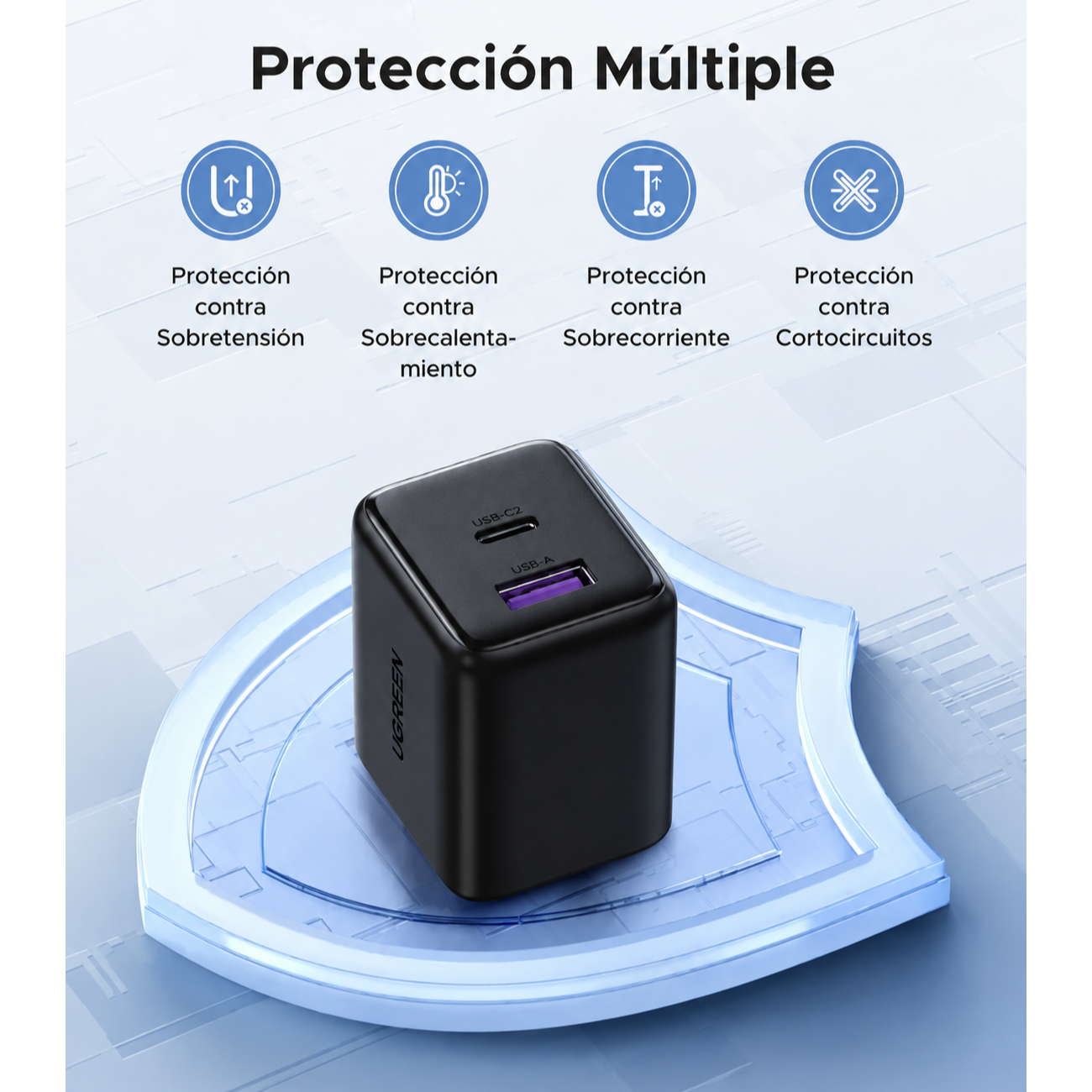 CARGADOR UGREEN 30W CARGA RÁPIDA GAN USB-C + USB-A - 2