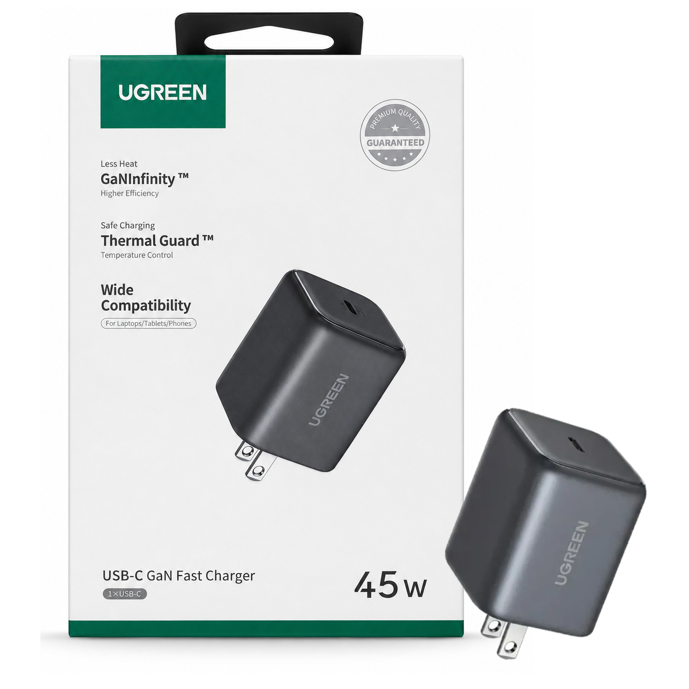 CARGADOR UGREEN 45W CARGA RÁPIDA GAN USB-C NEGRO - 1