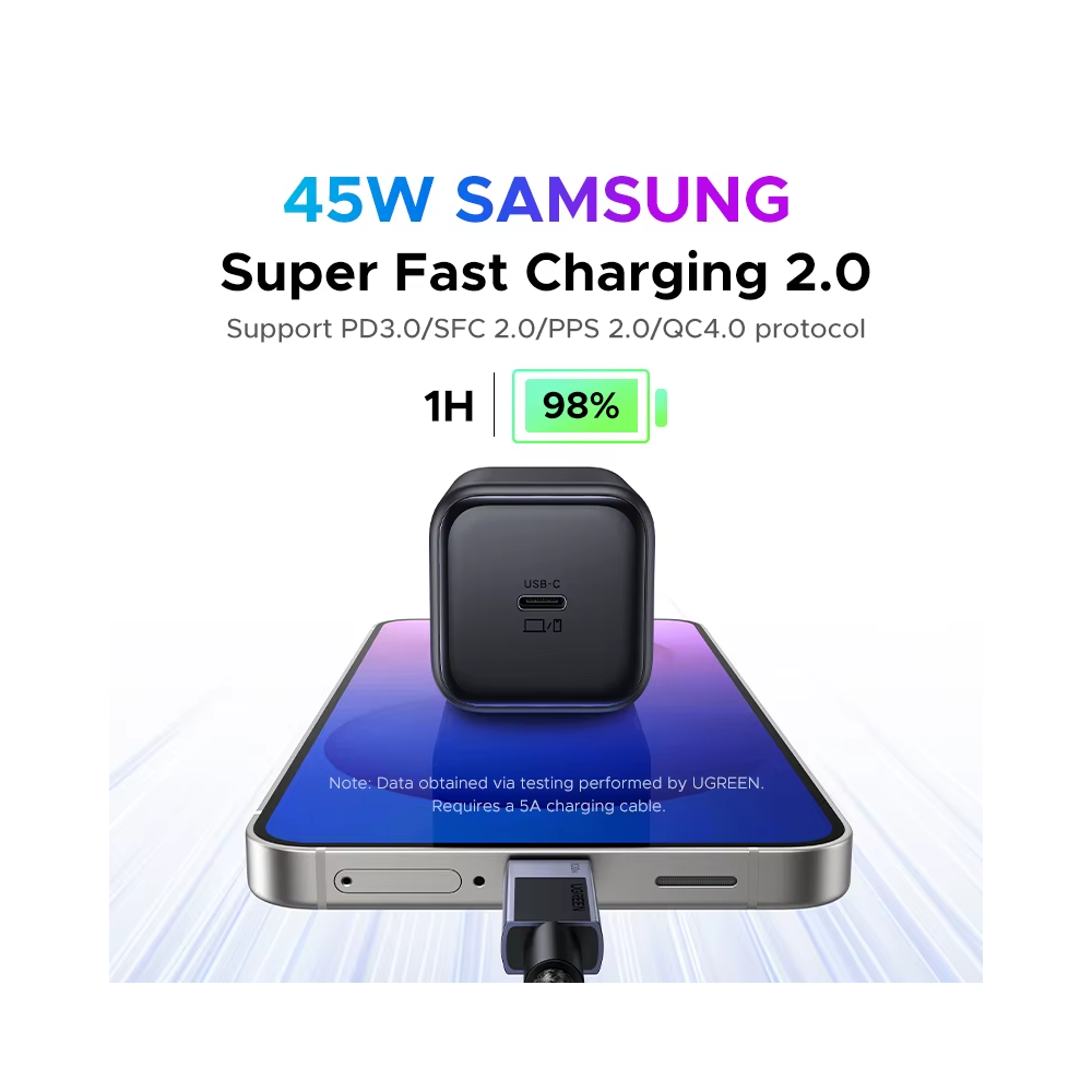 CARGADOR UGREEN 45W CARGA RÁPIDA GAN USB-C NEGRO - 2