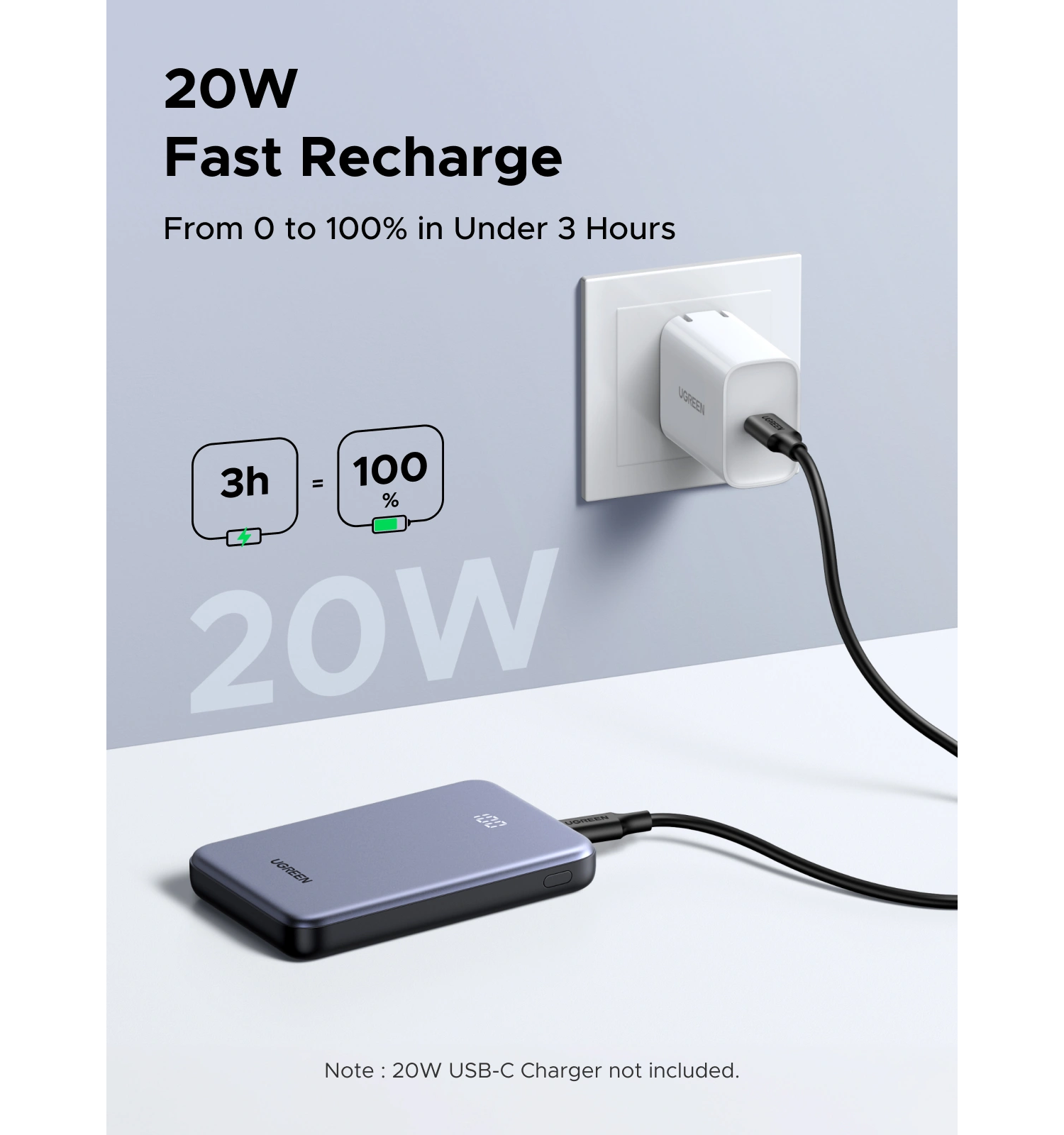 POWER BANK UGREEN 10000MAH 20W CARGA RÁPIDA USB C - 3