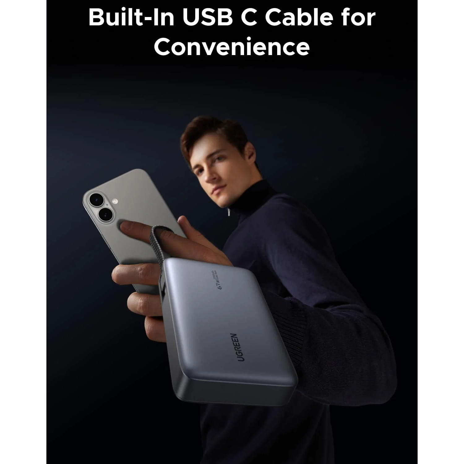 POWER BANK UGREEN 20000MAH 67W CABLE INTEGRADO - 4