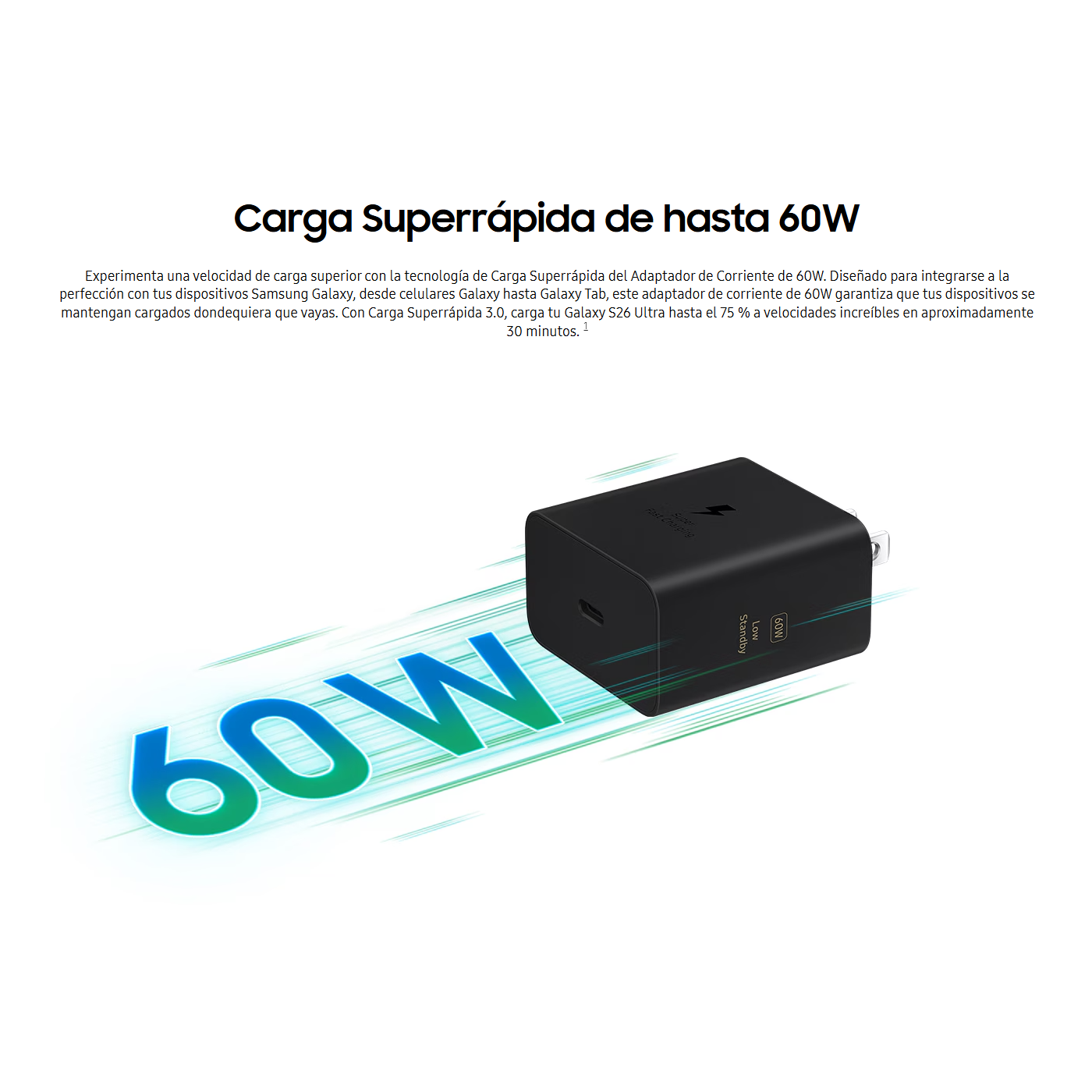 CARGADOR SAMSUNG 60W CARGA SUPER RAPIDA USB-C - 2