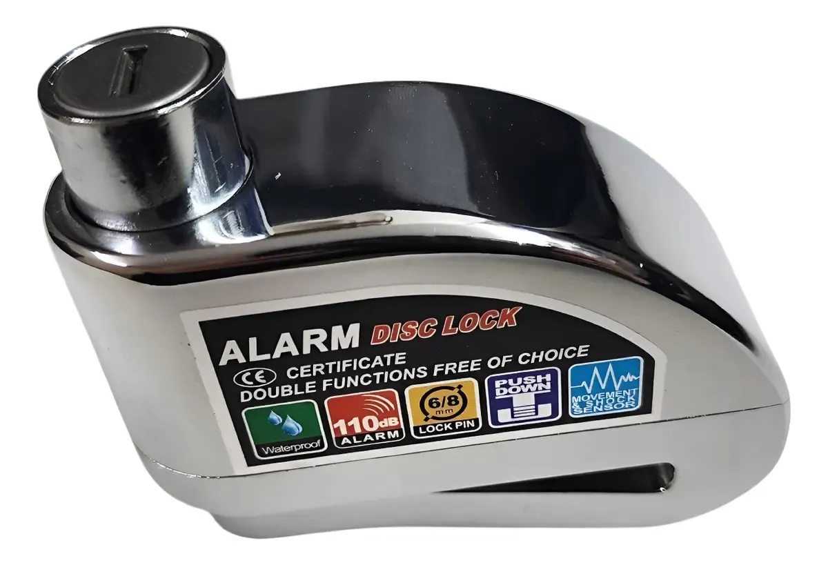 CANDADO DE DISCO CON ALARMA PARA MOTO PLATEADO - 6