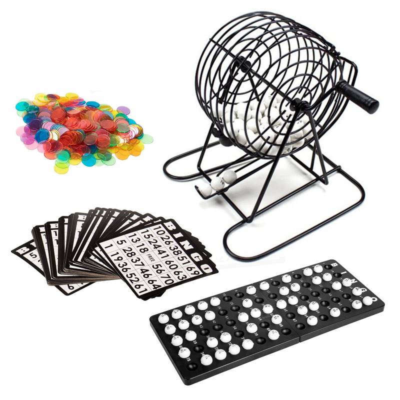 SET DE BINGO BOLILLERO DE METAL CARTILLAS FICHAS - 4