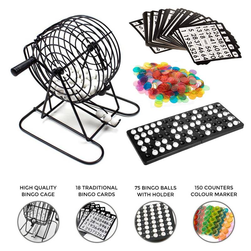 SET DE BINGO BOLILLERO DE METAL CARTILLAS FICHAS - 5