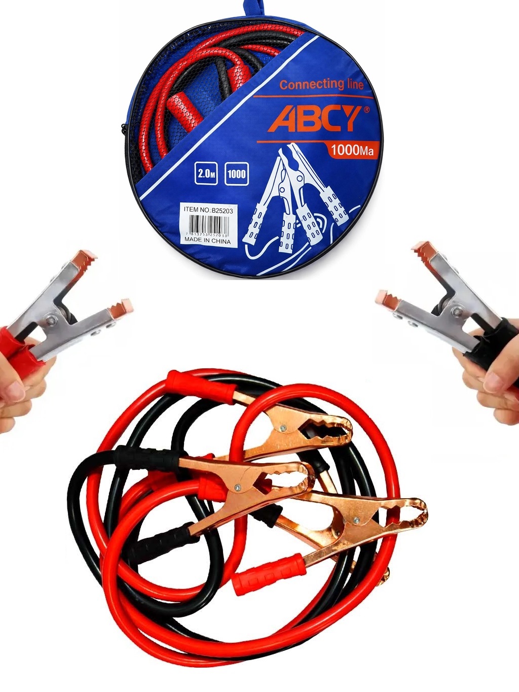 CABLE PASACORRIENTE 1000 AMP 2 METROS AUTO PINZA COCODRILO - 1