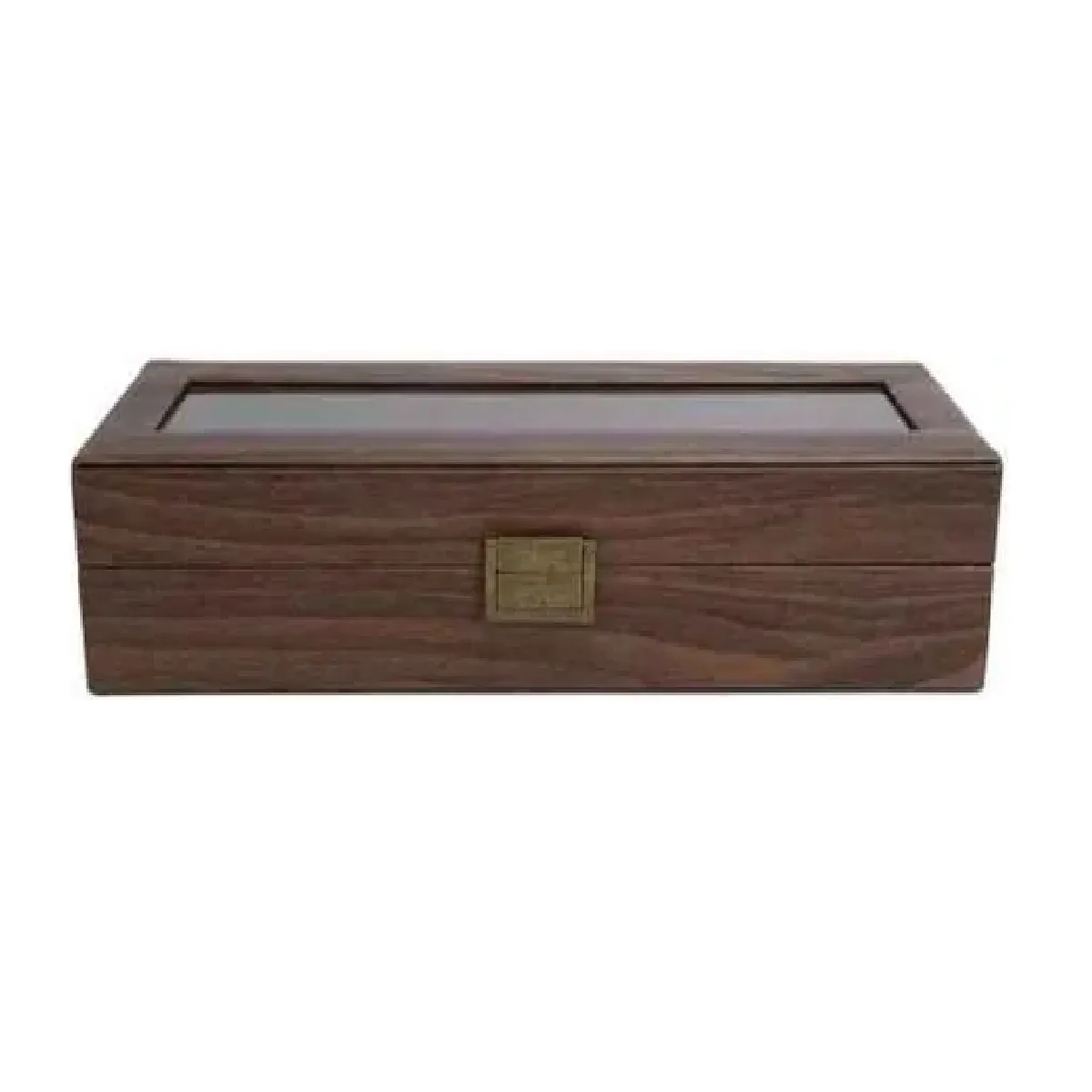 CAJA PORTA RELOJES DE LUJO ELEGANTE 6 COMPARTIMIENTOS MARRON - 4