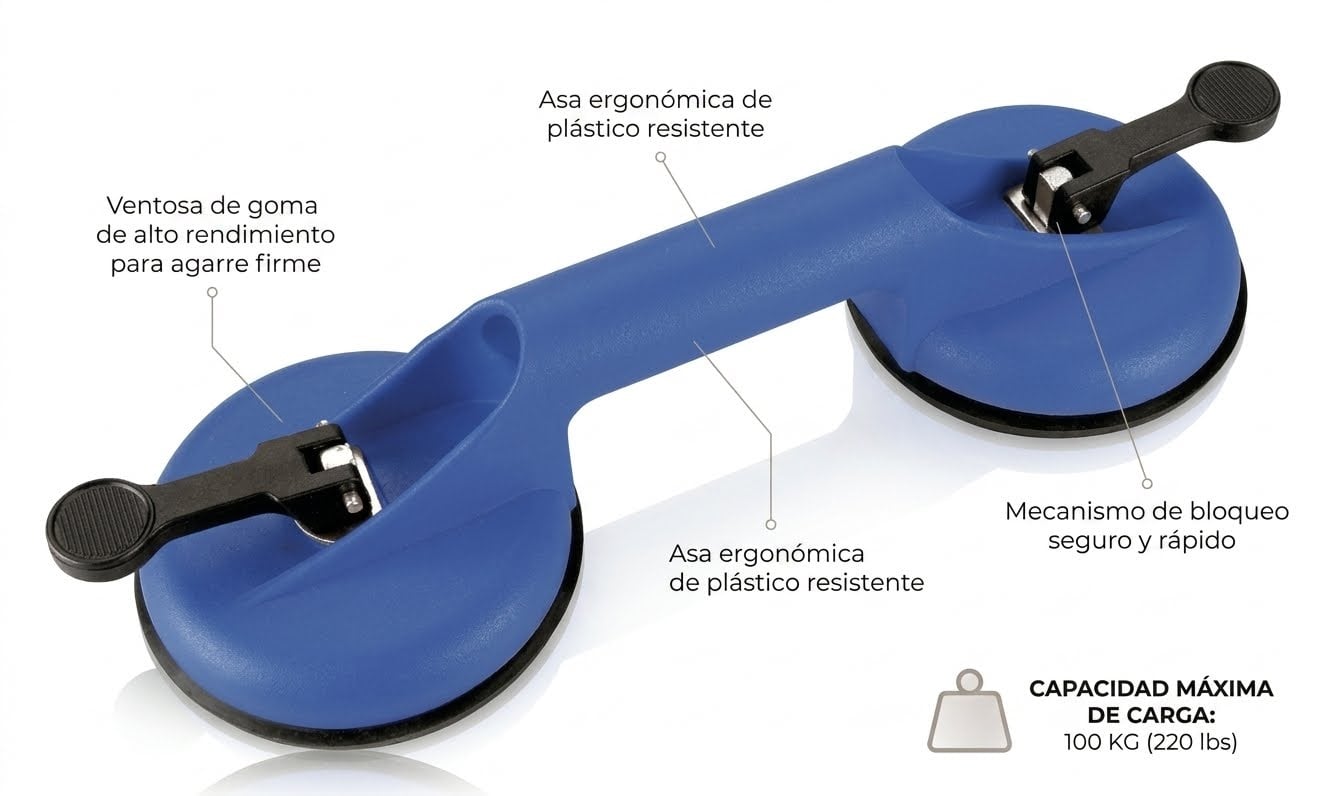 VENTOSA PARA CARGAR VIDRIO CON 2 CHUPONES ABCY - 4